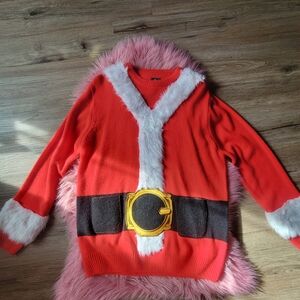 Women's Red Santa Sweater with Belt Design